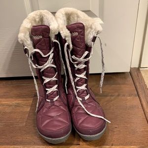 Columbia snow boots in a very pretty purple.